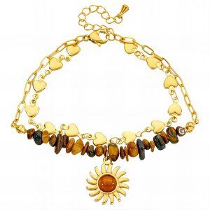 Y2K Sunstone Charm Bracelet ☀️ 18k Gold Plated Natural Stone Bracelet